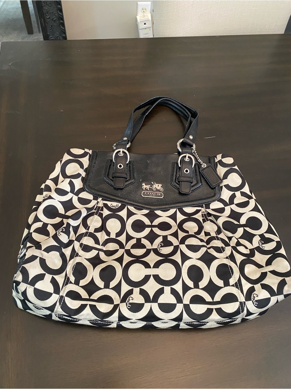 Coach Black & White Signature Tote Bag